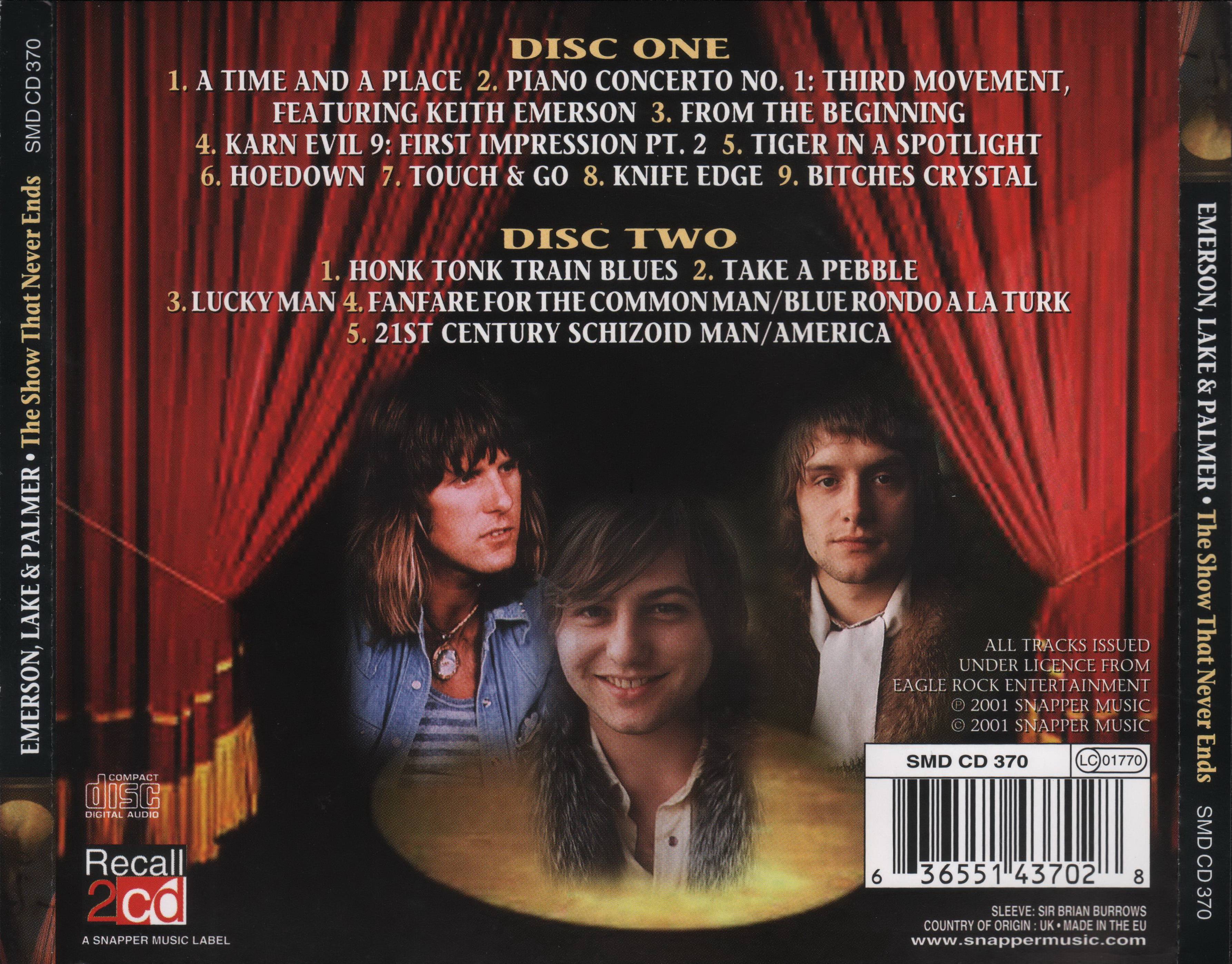 Emerson, Lake and Palmer The Show That Never Ends : Back UK